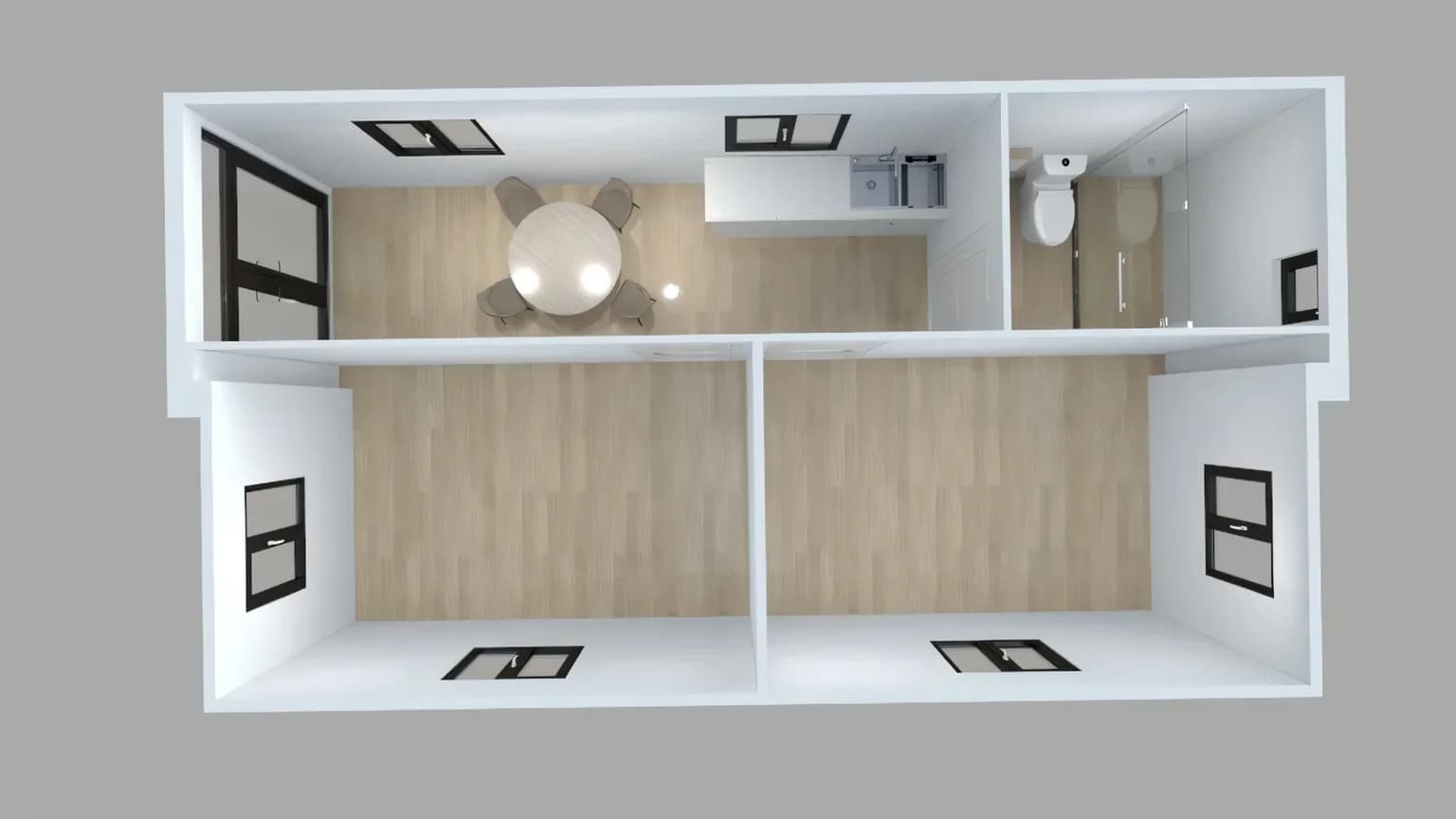 Studio-type layout — one of several possible configurations
