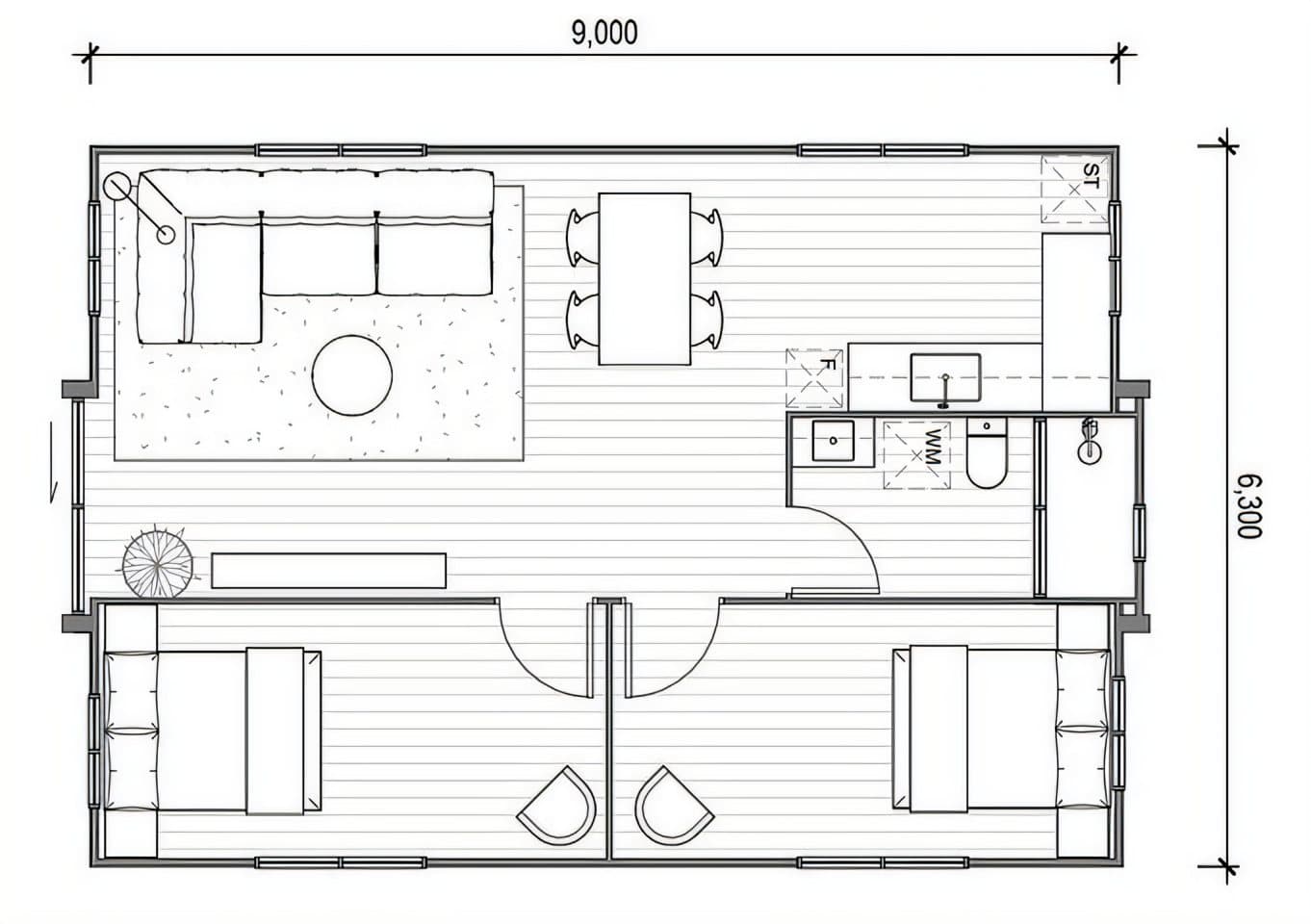 Comfort 30 dimensioned floor plan